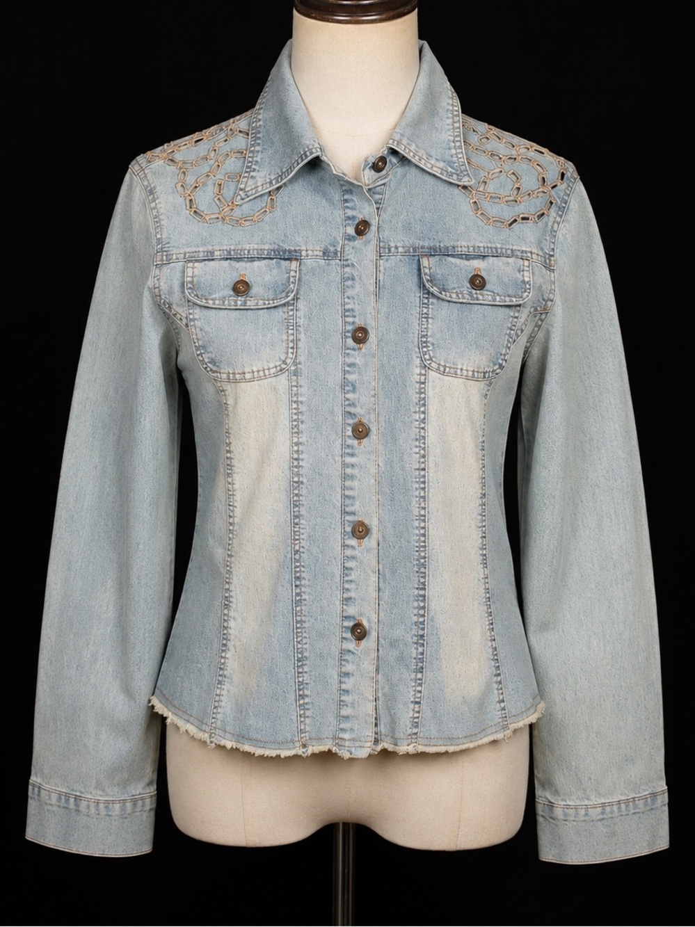 Vintage NESS Embroidered Cut Out Shirt Top